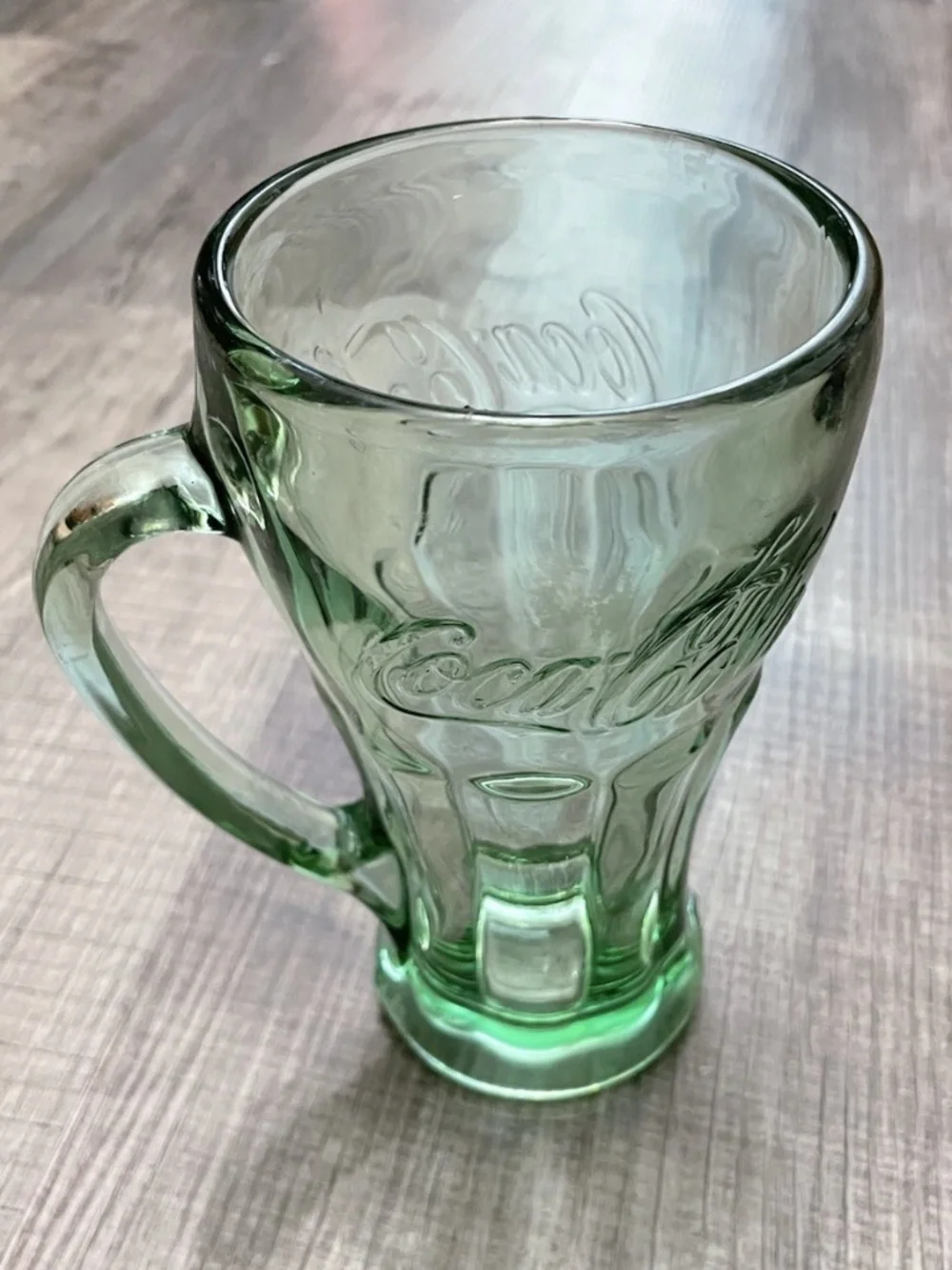 Vintage Coca-Cola Heavy Green Glass With Handle Coke Float Mug Cup Libby
